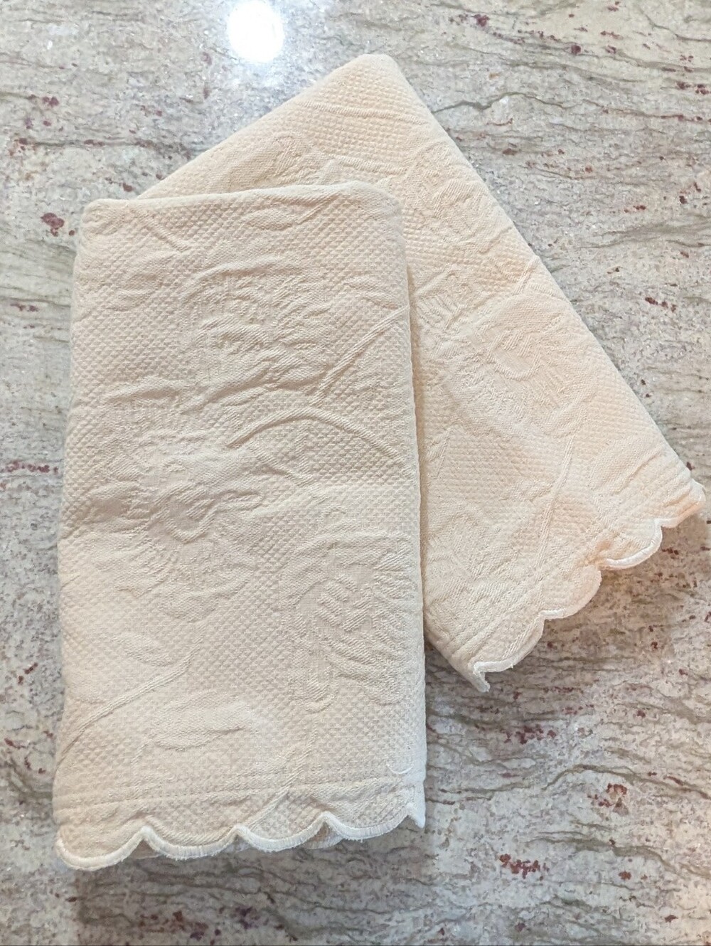 MATELASSE Shams STANDARD Cream Tan 100% COTTON Portugal PAIR By Artiste Floral